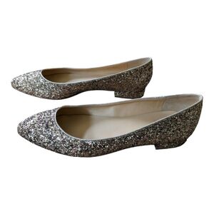 Talbots Edison gold glitter pointed toe ballet flats Size 10W EUC Party